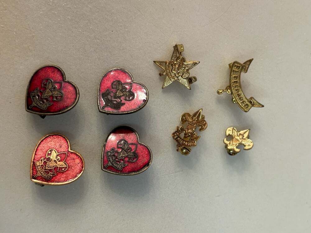 Vintage Boy Scouts of America BSA Life Scout Rank Red Heart Lapel Pin Collection